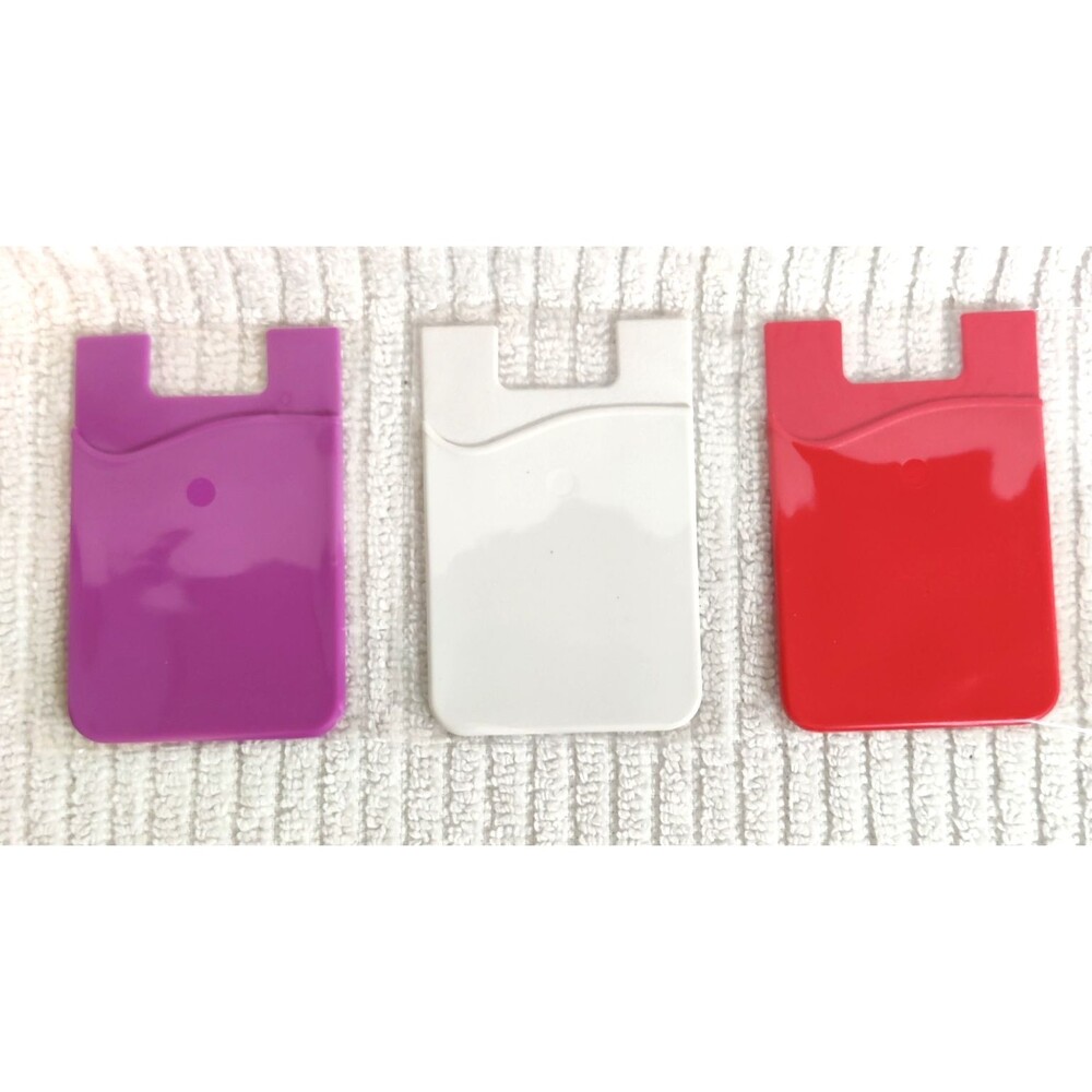 Silicone Credit Card Pocket Cell Phones 3M Adhesive Stick-on ID,CC Holder 3Pk